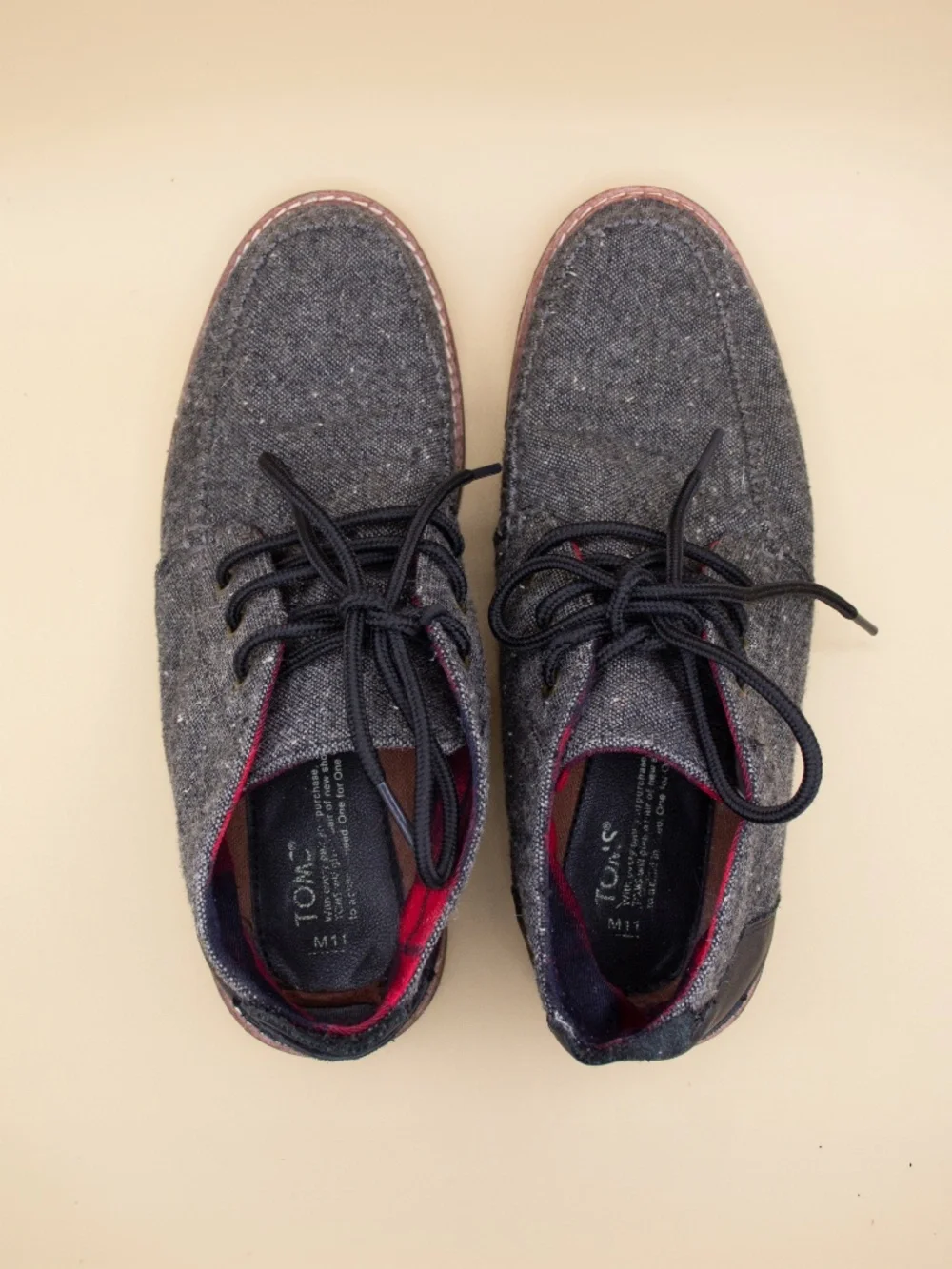 Toms Fleck Tweed Black Chukka Boots Men's Size 11